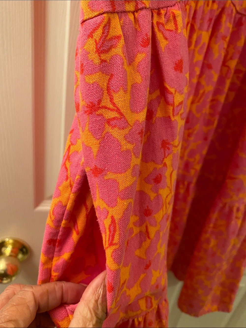 Universal Thread Pink & Orange Floral V-Neck Mini Dress - Picture 4 of 7